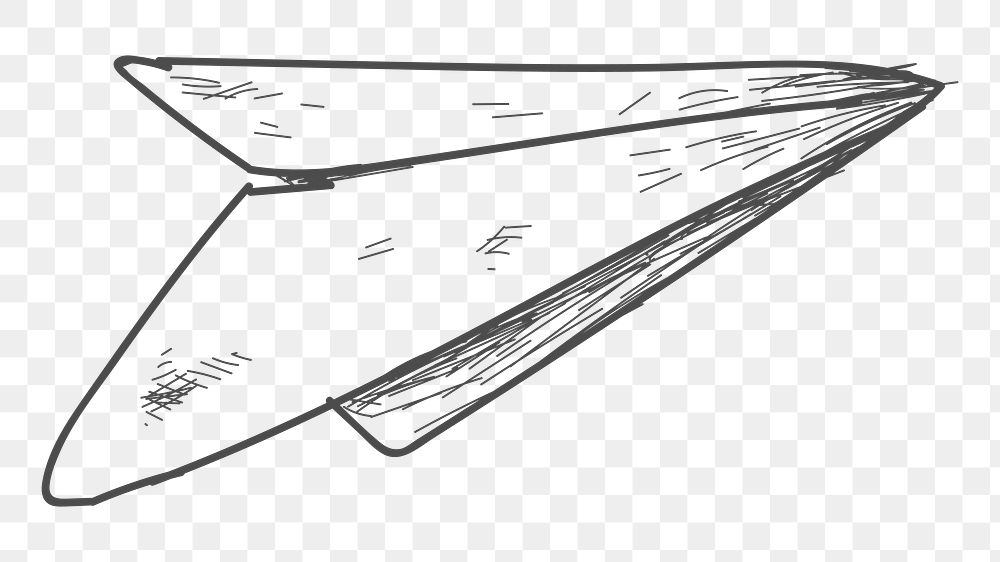 Png paper plane doodle design element, transparent background