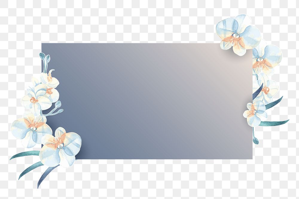 Watercolor orchid png badge, transparent background