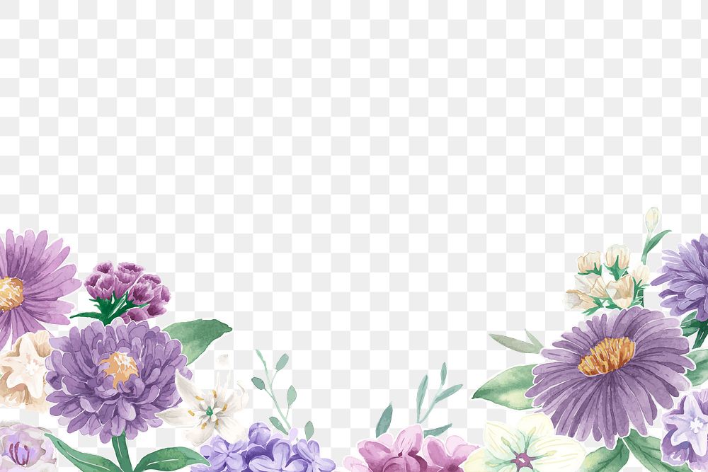 Purple flower png border, transparent background