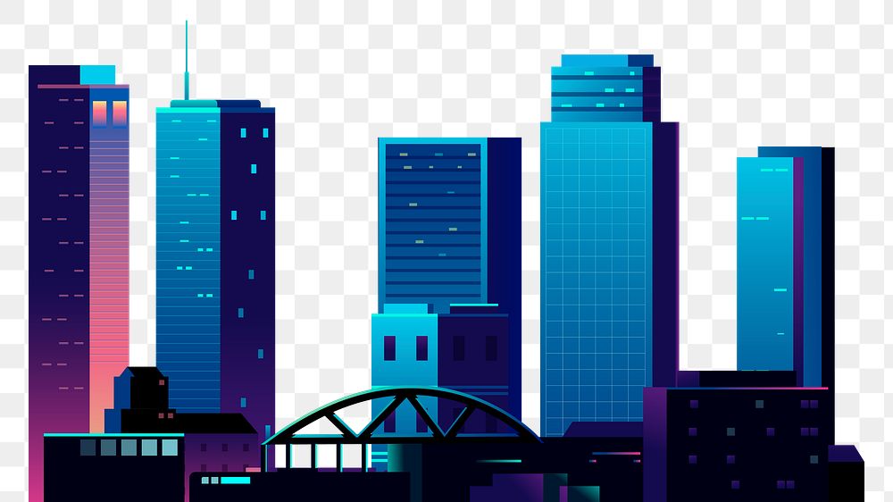 Cityscape png border, transparent background