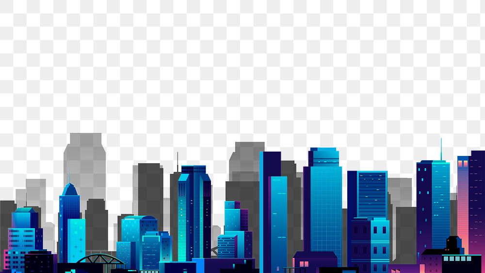 Cityscape png border, transparent background