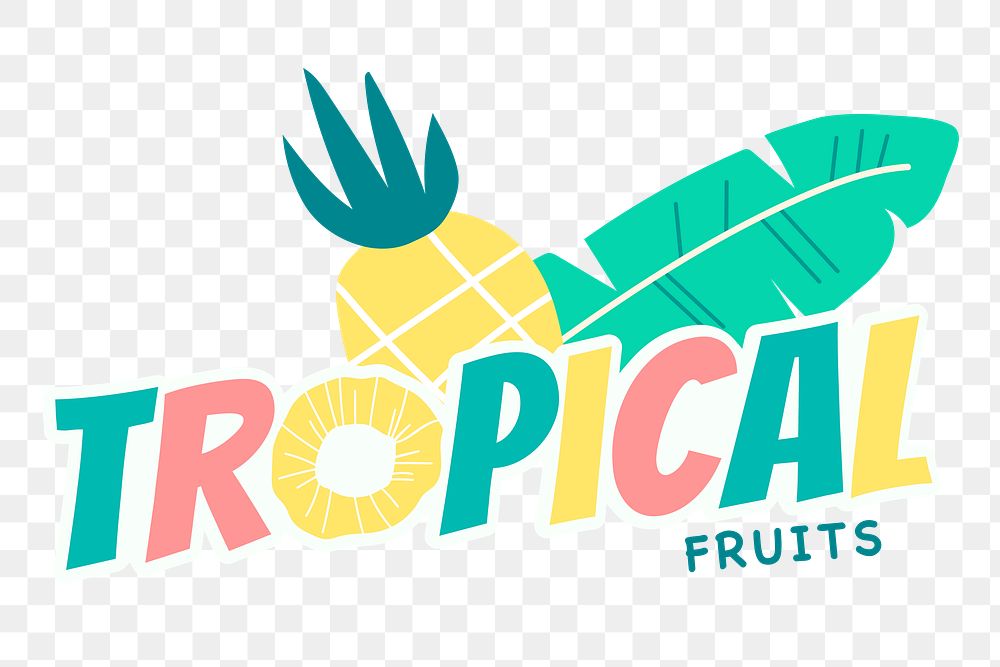 Png tropical fruit word element, transparent background