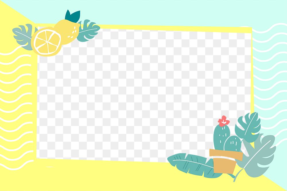 Png tropical summer design frame, transparent background