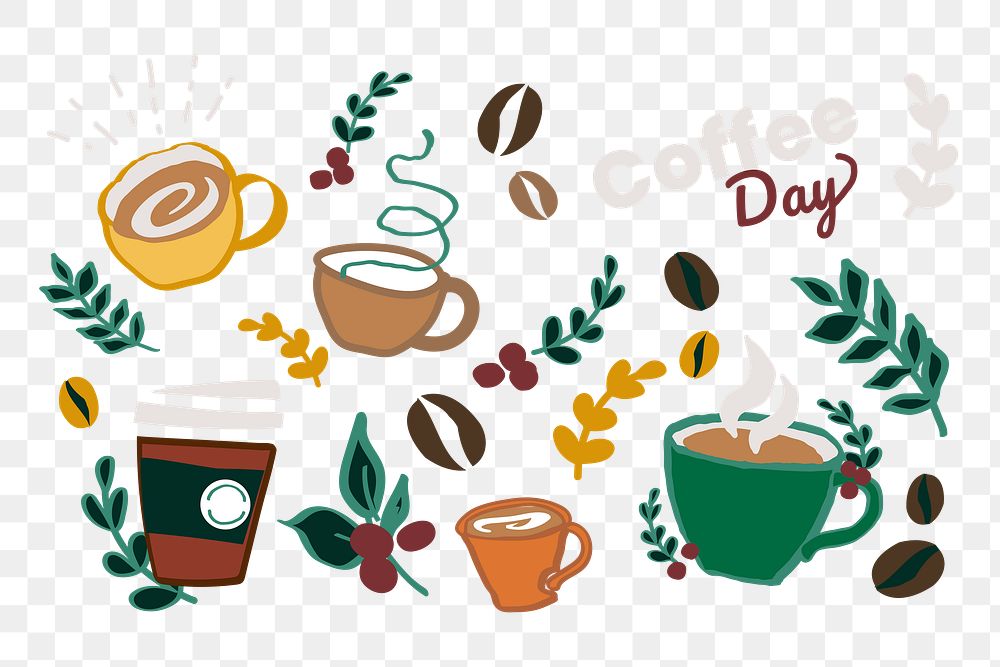 Png coffee day element, transparent background