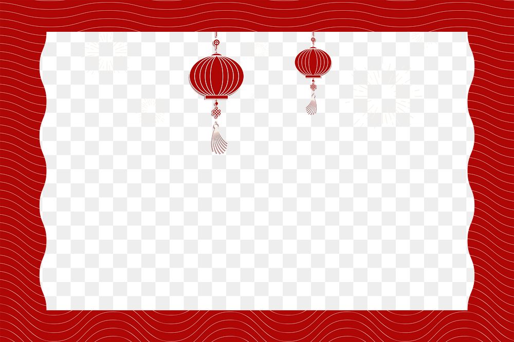 Png Chinese lantern design border frame, transparent background
