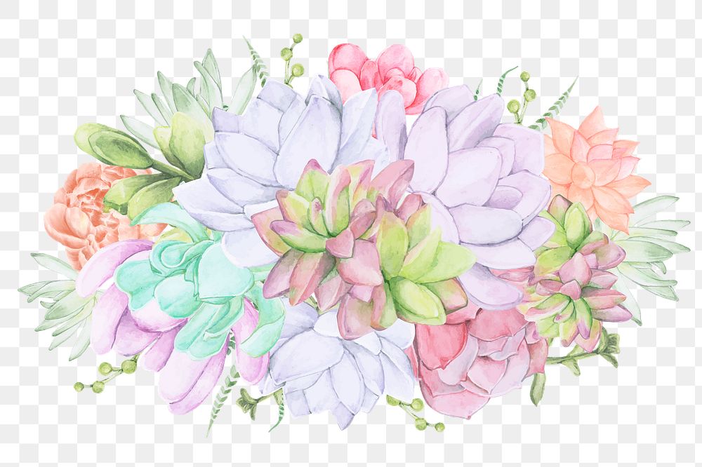Watercolor flowers png element, transparent background