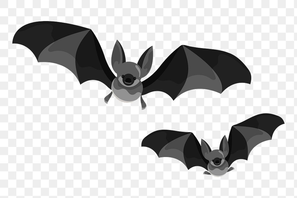 Png black bats sticker, transparent background