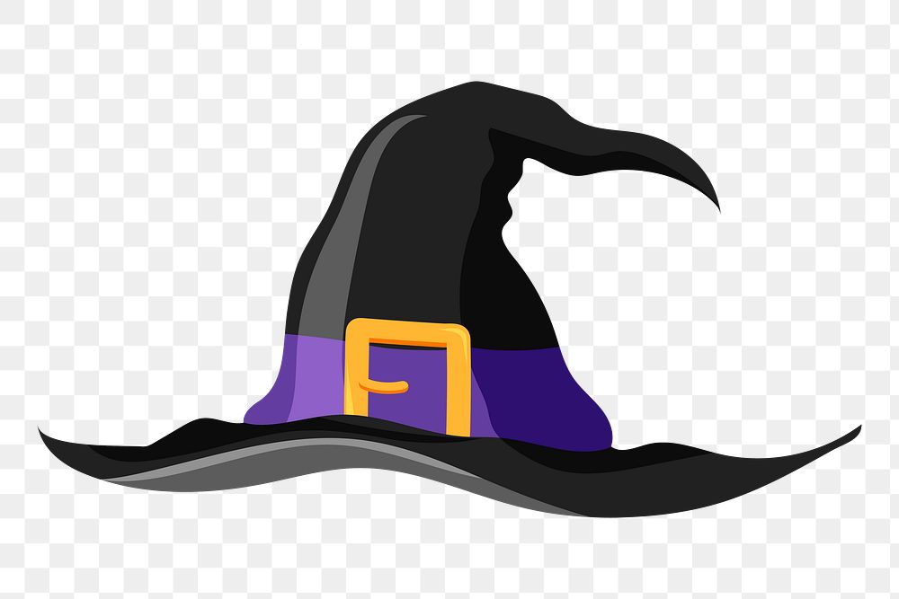 Png black witch's hat sticker, transparent background