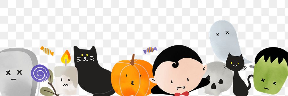 Cute Halloween png border, transparent background