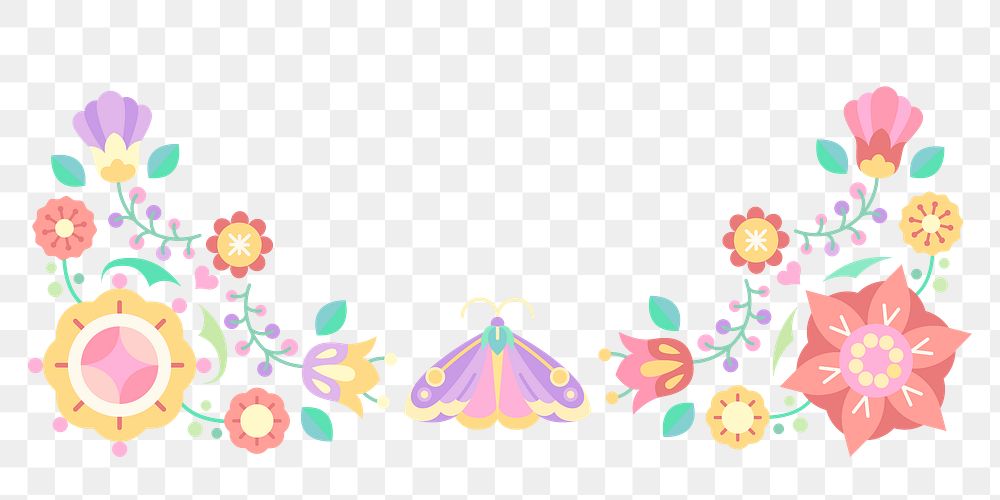 Cute flower png border, transparent background