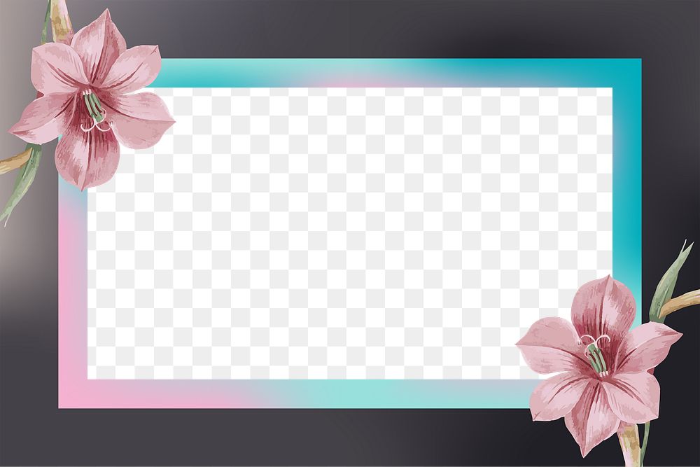 Png pink floral border frame, transparent background