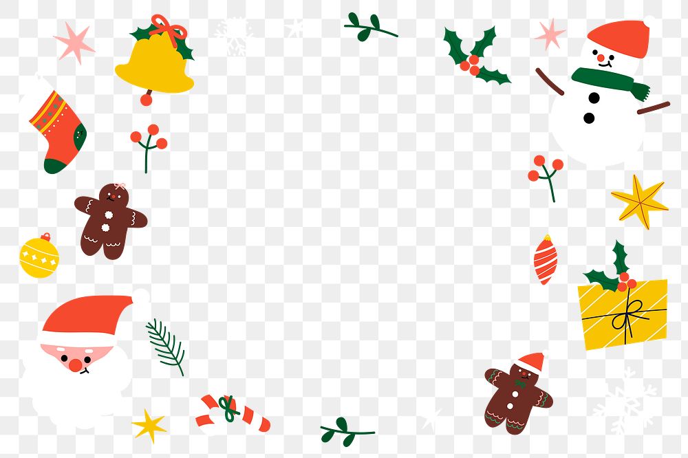 Png cute Christmas design border frame, transparent background