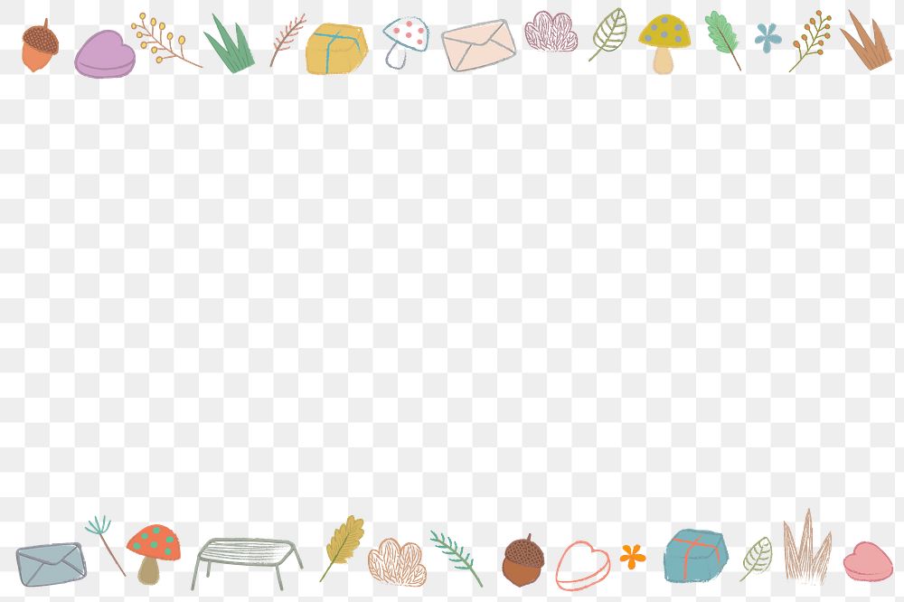 Cute objects png border, transparent background