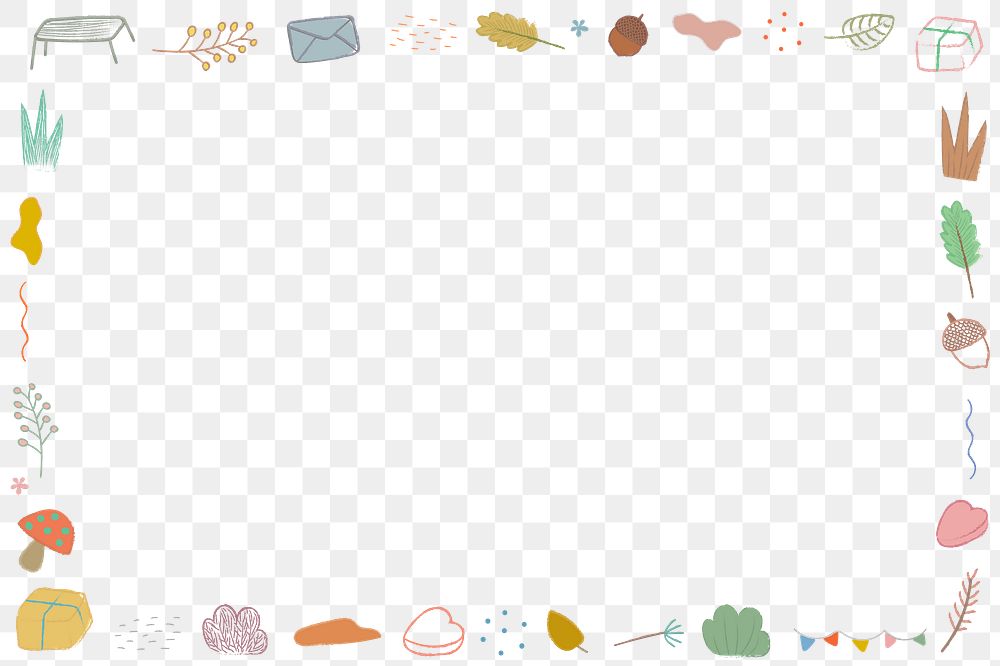 Cute objects png frame, transparent background