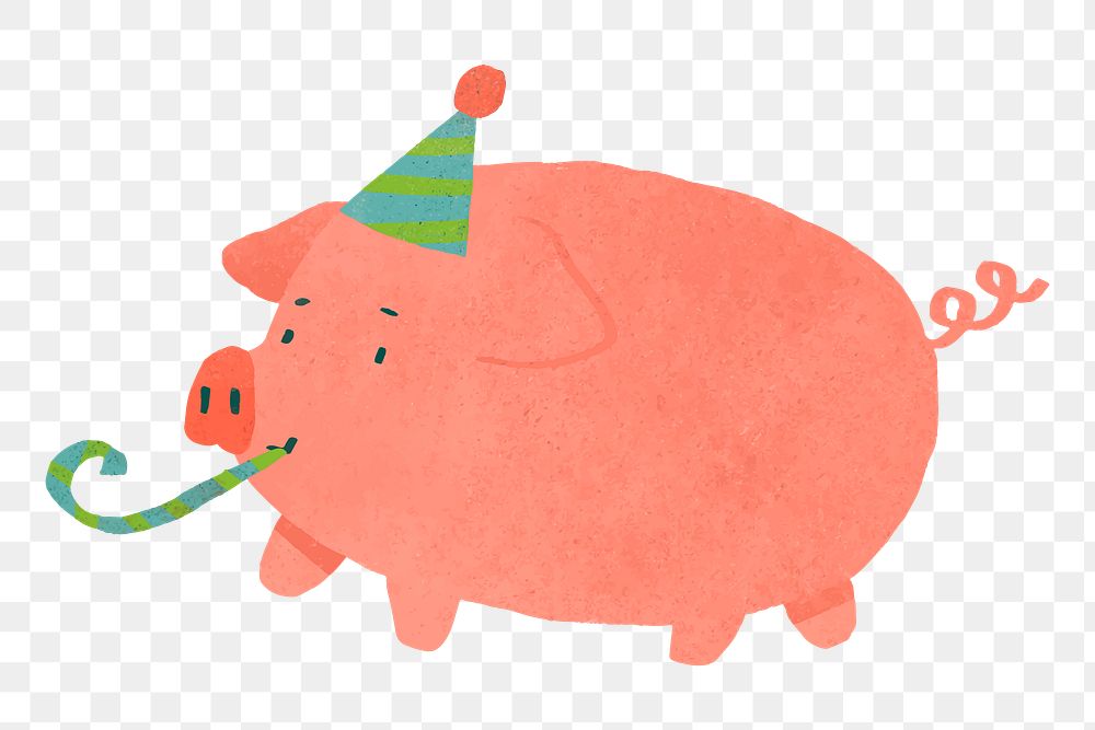 Png cute festive pig doodle sticker, transparent background