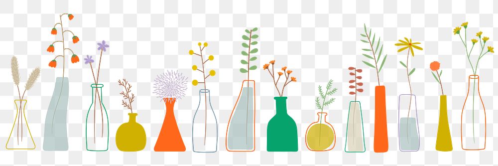 Flower vase png border, transparent background