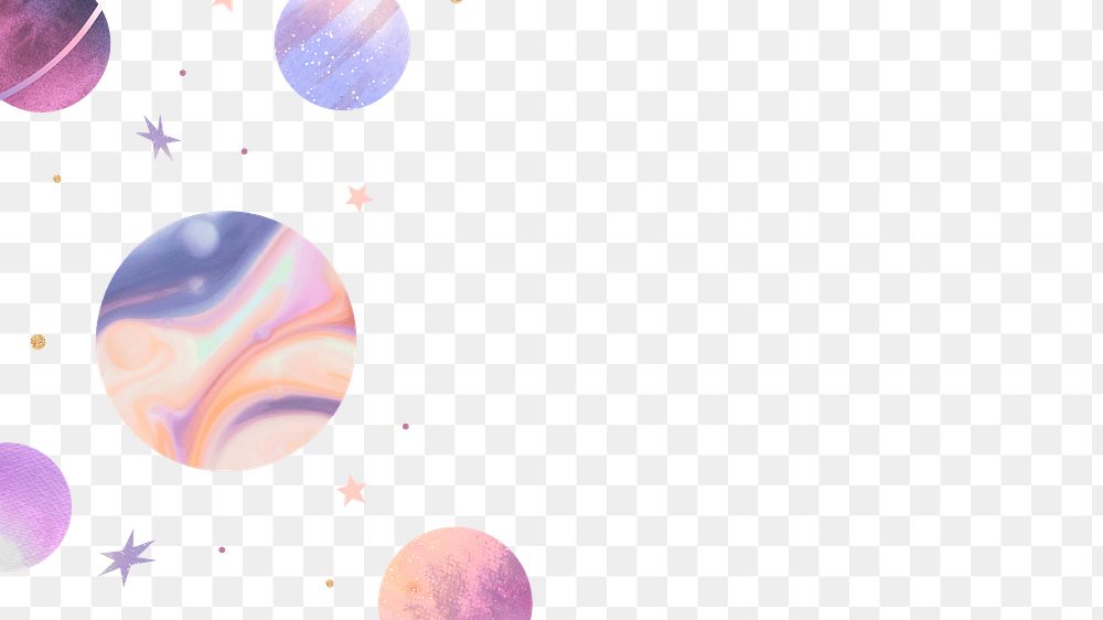 Png cute pastel planets border, transparent background