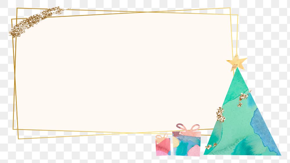 Png cute Christmas tree frame, transparent background