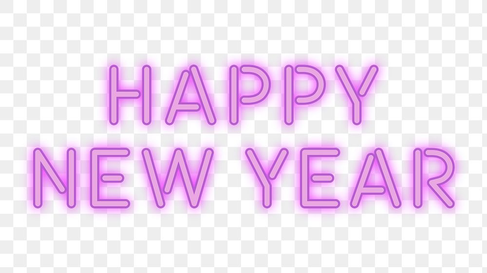 Happy new year png neon sign, transparent background