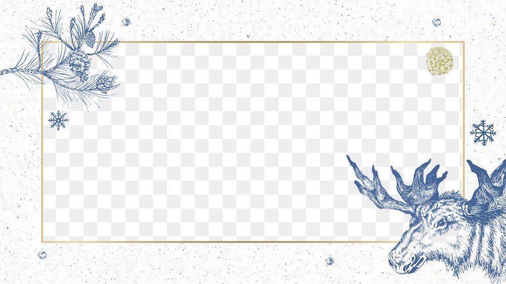 Png winter design border frame, transparent background