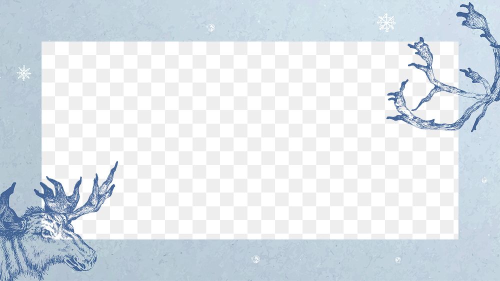 Png blue winter design border frame, transparent background