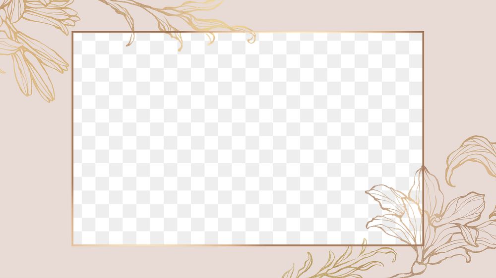 Png aesthetic flower design border frame, transparent background