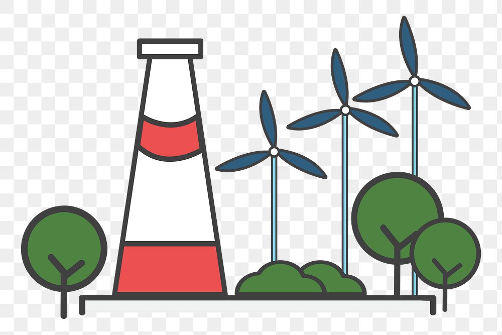 Wind power png illustration, transparent background