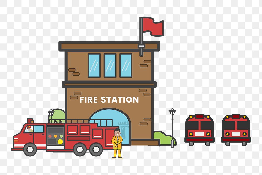 Fire station png illustration, transparent background