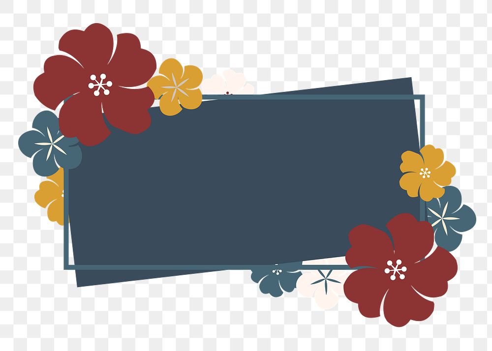 Colorful flowers png badge, transparent background