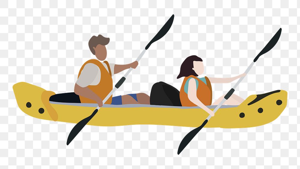Kayaking png illustration, transparent background