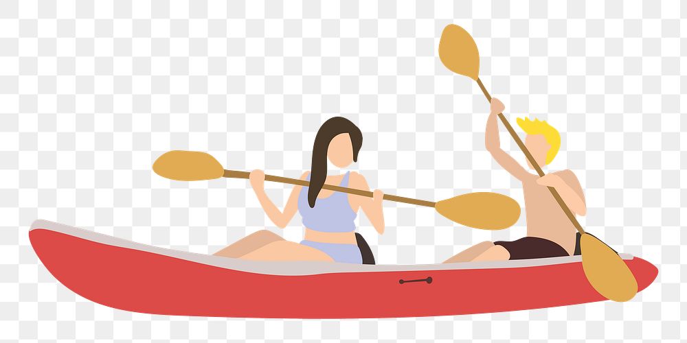Kayaking png illustration, transparent background