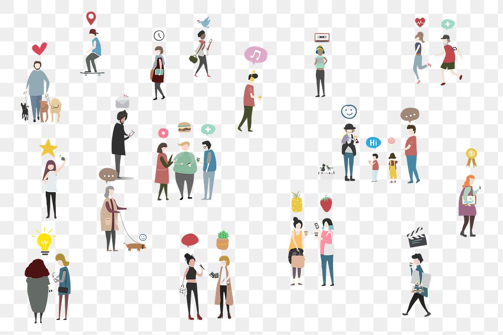 Diverse people png illustration, transparent background