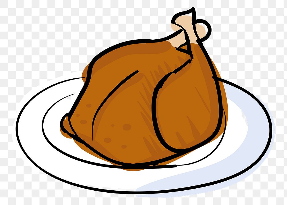 Png turkey on plate illustration sticker, transparent background