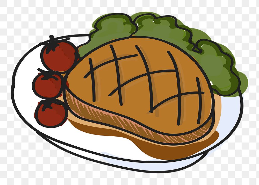  Png steak meal illustration sticker, transparent background