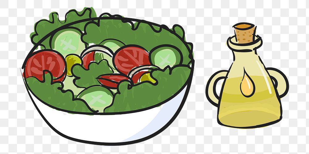  Png green salad illustration sticker, transparent background