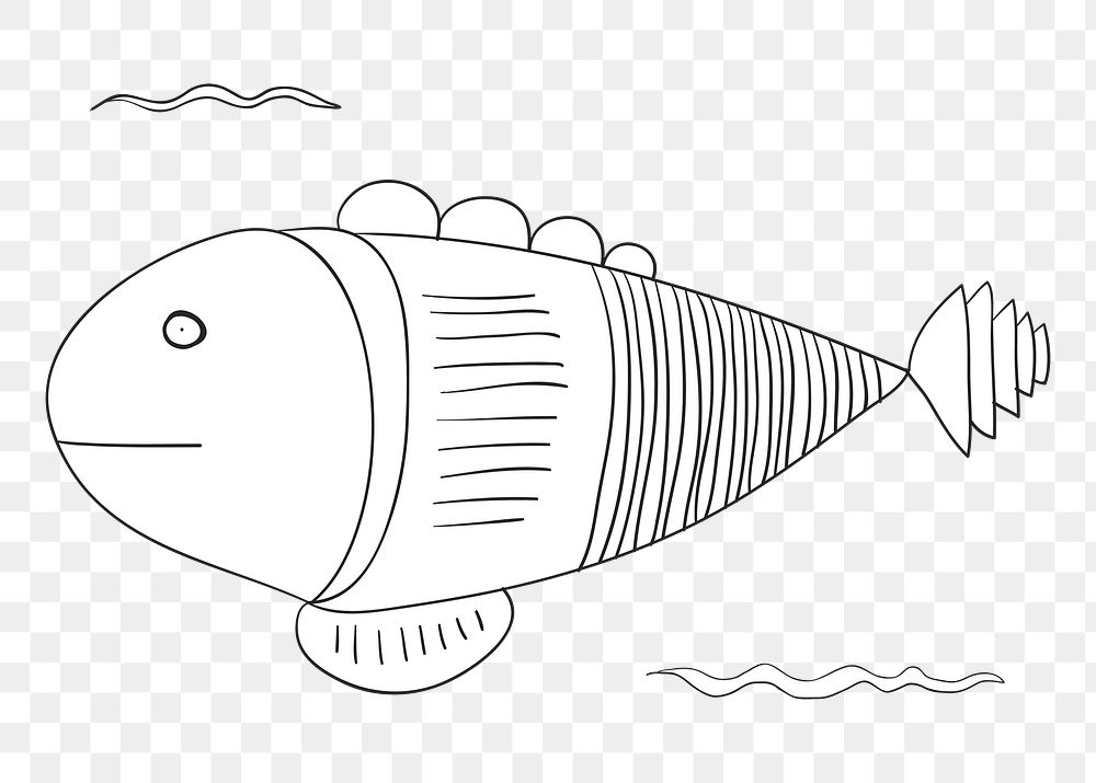 Cute fish png doodle illustration, transparent background