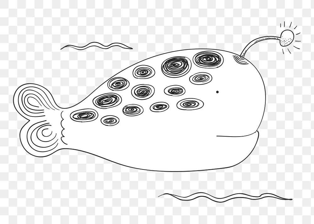 Cute fish png doodle illustration, transparent background