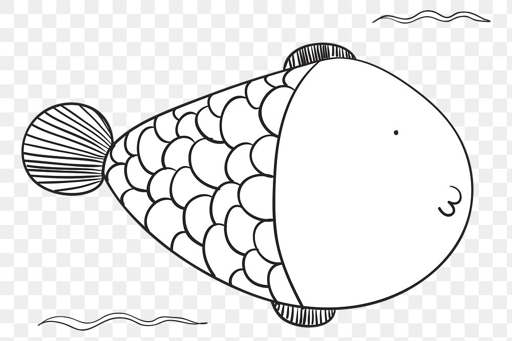 Cute fish png doodle illustration, transparent background