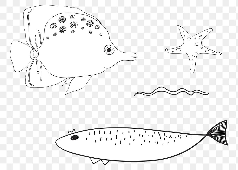 Cute fish png doodle illustration, transparent background