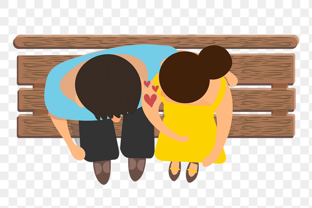 Png Couple on bench element, transparent background