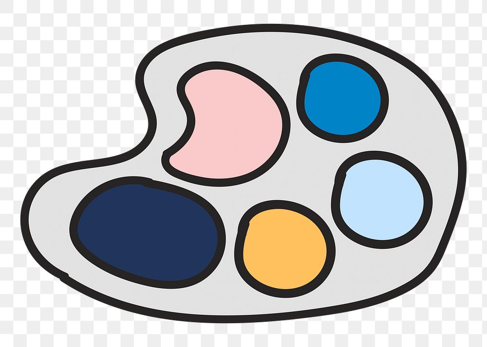 Art palette png element, transparent background