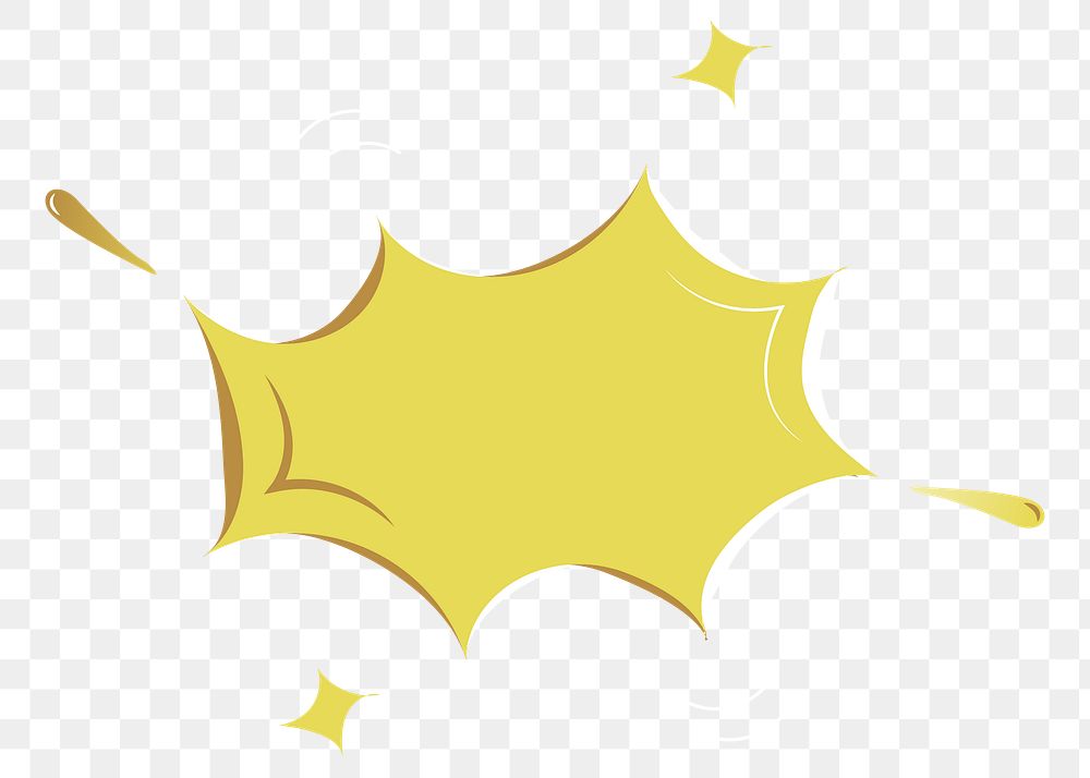  Png yellow pow effect sticker, transparent background