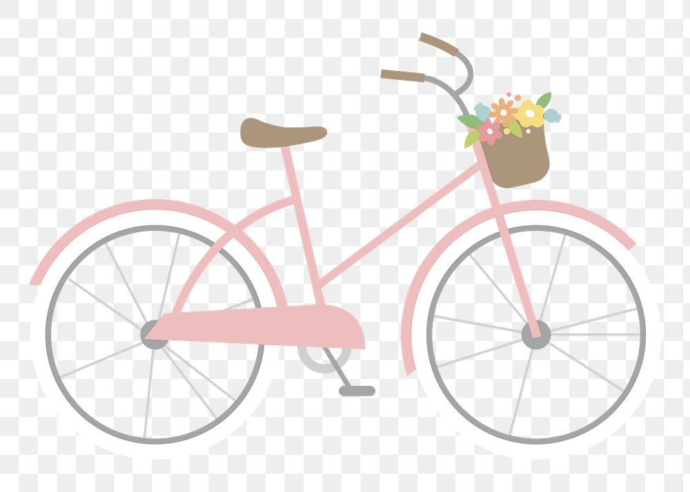 Png cute bicycle illustration sticker, transparent background