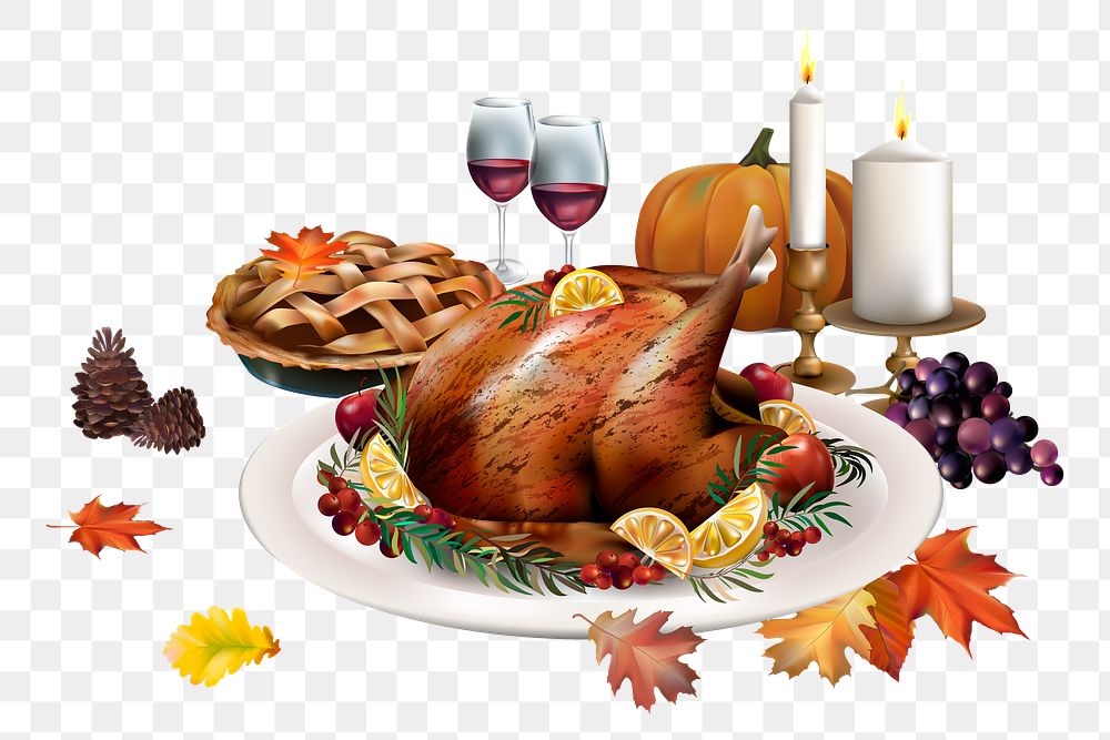 Png thanksgiving dinner element, transparent background