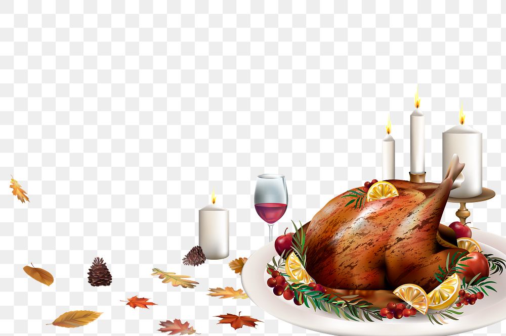 Thanksgiving food png border, transparent background