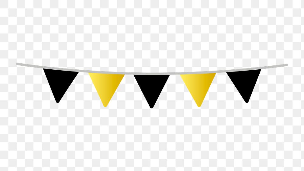 Png gold party bunting illustration, transparent background
