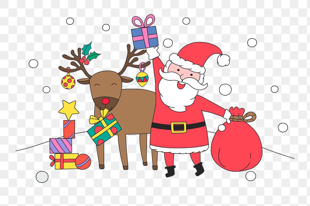 Png Santa Claus & reindeer element, transparent background