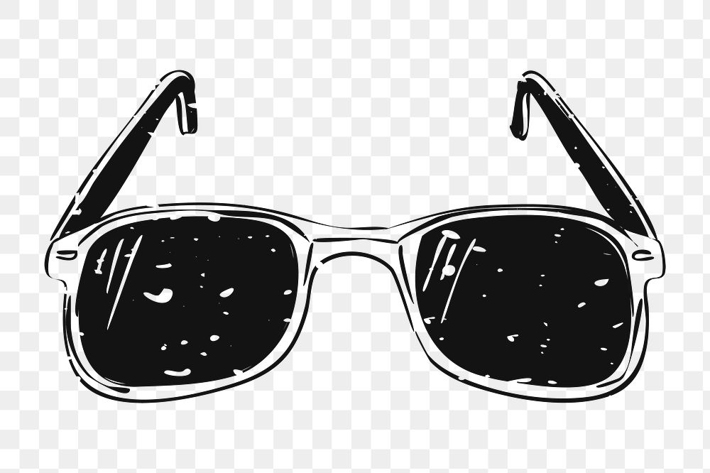 Png black vintage sunglasses illustration, transparent background