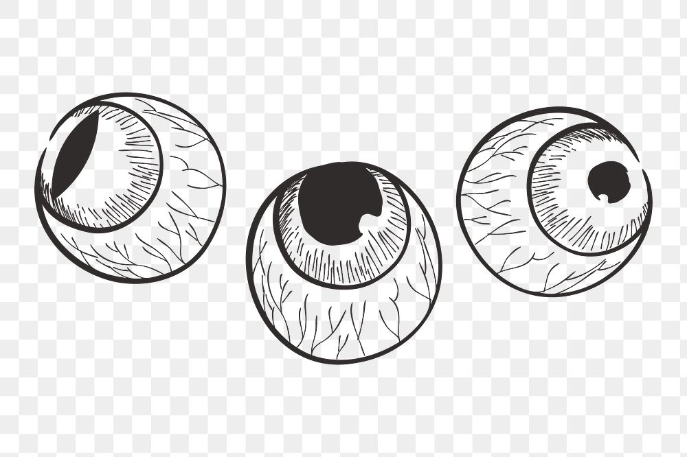 Png Halloween eyeballs illustration element, transparent background