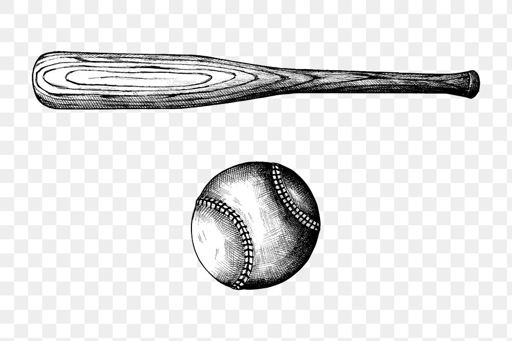 Png baseball bat and ball illustration, transparent background
